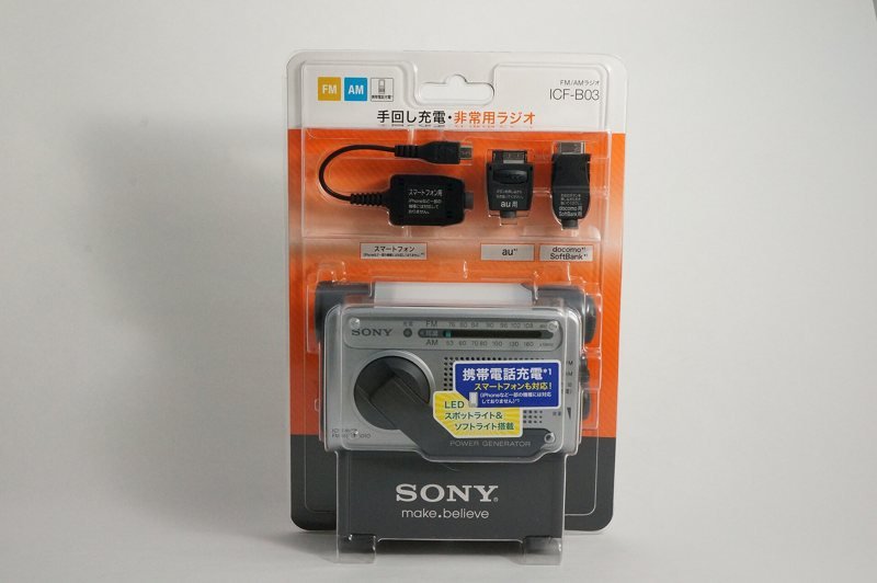 A boxed portable emergency radio with a hand crank on a white background (item type photo, not the exact product)